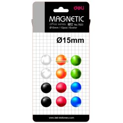   Mágneskorong, 15 mm, 12 db, DELI "Universal", vegyes szín