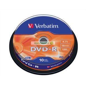 DVD-R lemez, AZO, 4,7GB, 16x, 10 db, hengeren, VERBATIM