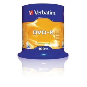 DVD-R lemez, AZO, 4,7GB, 16x, 100 db, hengeren, VERBATIM