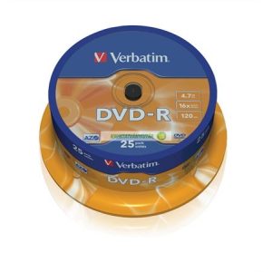 DVD-R lemez, AZO, 4,7GB, 16x, 25 db, hengeren, VERBATIM