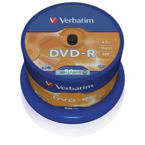 DVD-R lemez, AZO, 4,7GB, 16x, 50 db, hengeren, VERBATIM