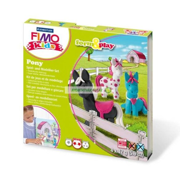 Fimo Kids gyurmakészlet, Form & Play 4x42g, Pónik