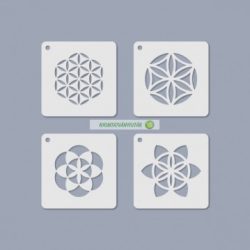  Stencilkészlet, ékszerstencil, 6,5x6,5 cm, 4 féle - Mandala