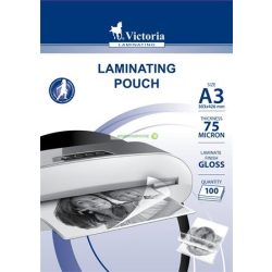 Meleglamináló fólia, 75 mikron, A/3, fényes, VICTORIA