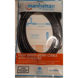 HDMI kábel, 5 m, ethernet, Manhattan