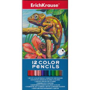 Színes ceruza készlet, háromszögletű, ErichKrause, 12 különböző szín