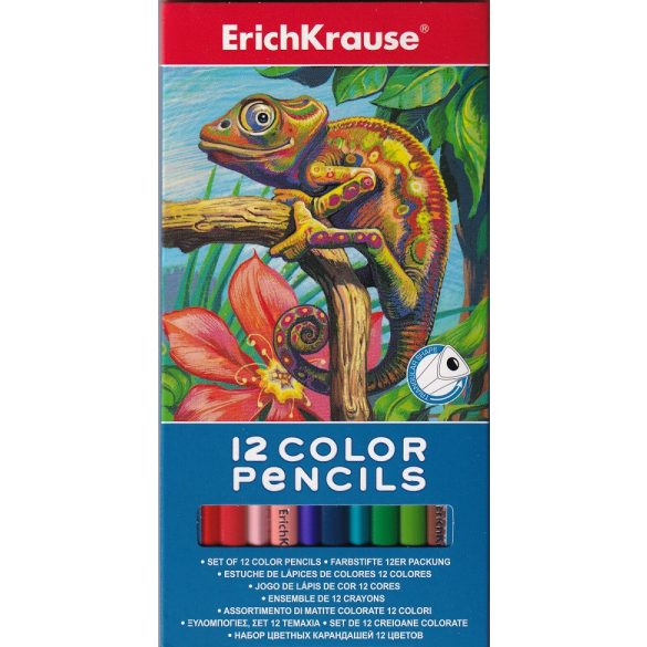 Színes ceruza készlet, háromszögletű, ErichKrause, 12 különböző szín
