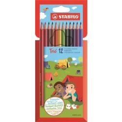   Színes ceruza készlet, háromszögletű, STABILO "Trio", 12 szín