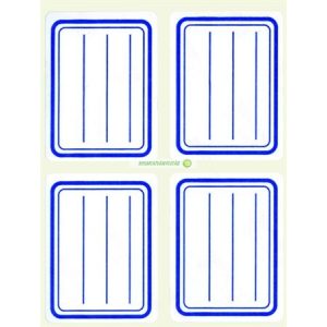 Füzetcímke, kék szegélyes, vonalas, 38x50 mm, 20 db, APLI