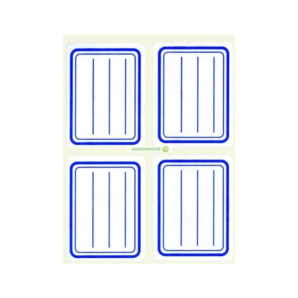 Füzetcímke, kék szegélyes, vonalas, 38x50 mm, 20 db, APLI