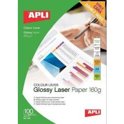   Fotópapír, lézer, A/4, 160 g, fényes, kétoldalas, APLI "Premium Laser"