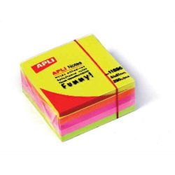   Öntapadó jegyzettömb, 51x51 mm, 250 lap, APLI "Funny", neon