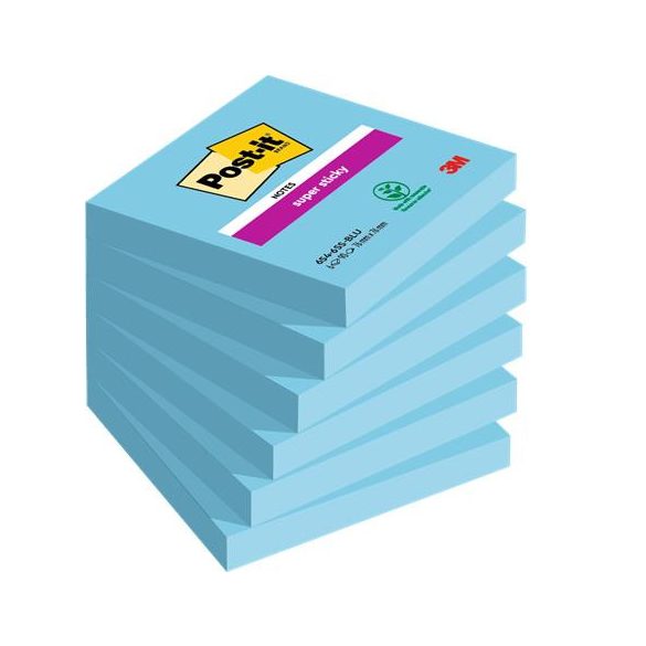 Öntapadó jegyzettömb, 76x76 mm, 6x90 lap, 3M POSTIT "Super Sticky"
