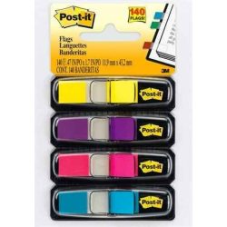   Jelölőcímke, műanyag, 4x35 lap, 12x43 mm, 3M POSTIT, élénk vegyes