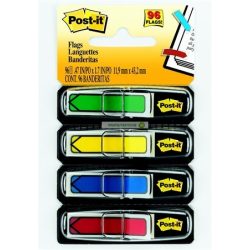   Jelölőcímke, műanyag, 4x24 lap, 11,9x43,2 mm, nyíl, 3M POSTIT