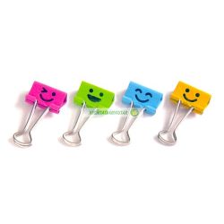   Iratcsipesz, fém, 19 mm, 40 darabos, DELI "SMILE", mintás