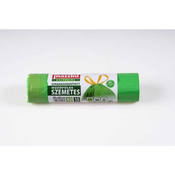 Szemetes betéttasak, húzófüles, 40 l (55x62cm) 15 db/roll,  Mazzini