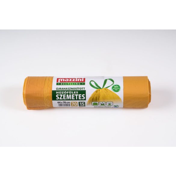 Szemetes betéttasak, húzófüles, 70 l (64x70cm) 15 db/roll,  Mazzini