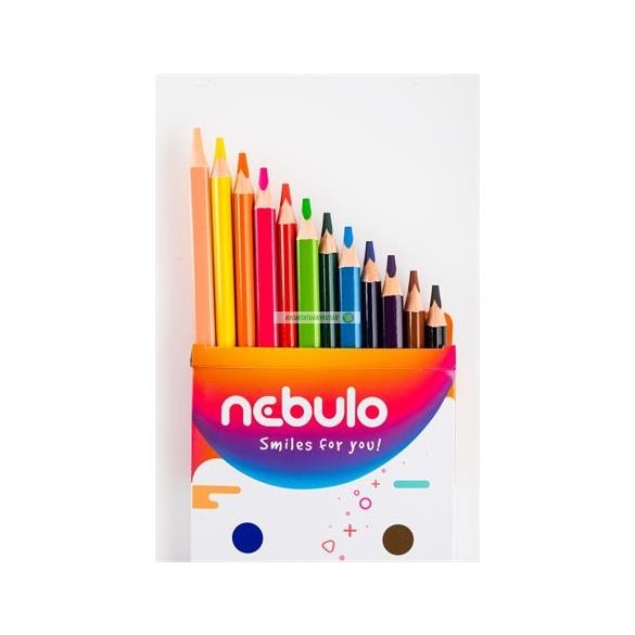 Színes ceruza készlet, hatszögletű, NEBULÓ, 12 szín