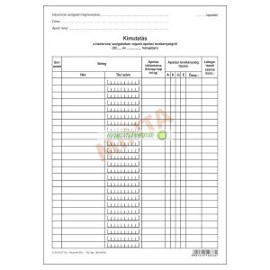 A.3510-271/B Havi kimutatás ápolási tevékenységről