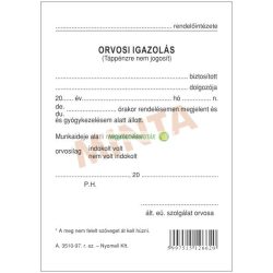   A.3510-97 Orvosi igazolás- táppénzre nem jogosít 100 db/cs