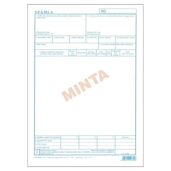 B.10-01/B/V Bontott sorszámozott számla A/4, álló, 5 pld