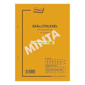 B.10-70/V/2 Szállítólevél A/5, álló, 25x2 lapos