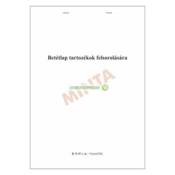   B.11-47 Betétlap tartozékok felsorolására A/4, álló, 25 lapos