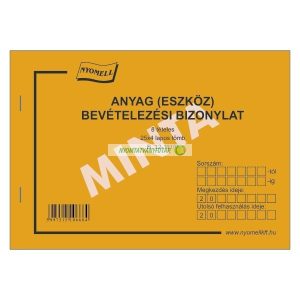 B.12-111/V Készlet (Anyag/eszköz) bevételezési bizonylat 8 tételes A/5, fekvő, 25x4 lapos