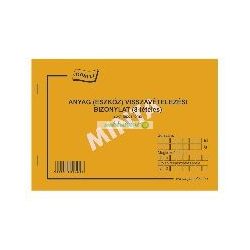   B.12-123/V Készlet (Anyag/eszköz) visszavételezési bizonylat A/5, fekvő, 25x4 l