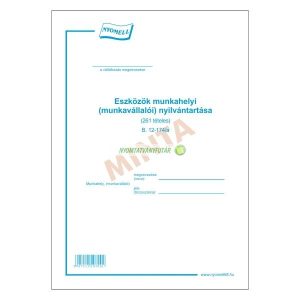 B.12-174/A Eszközök munkahelyi nyilvántartása 261 tételes A/4, álló, 14 o.