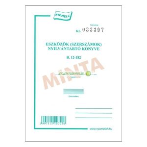 B.12-182 Eszközök/szerszámok nyilvántartó könyve A/6, álló, 8 o. (Szerszámkönyv)