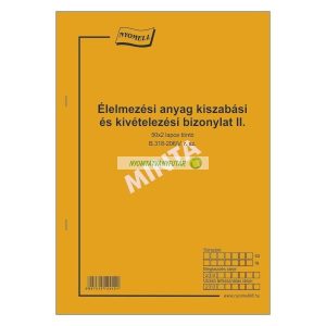 B.318-206/V Élelmezési anyag kiszabási és kivételezési bizonylat 50x2 lapos tömb A/4 álló