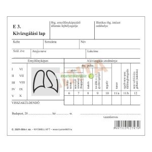 C.3321-35/A Kivizsgálási lap /tüdő/ 160 mm x 125 mm; 2 oldalas