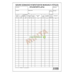  D.13-77 Szigorú számadású nyomtatványok munkahelyi nyilvántartó lapja
