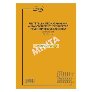 D.E.961/V Feltételek meghatározása alkalomszerű tűzveszélyes tevékenység végzéséhez A/4