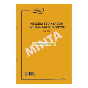 D.E.962 Veszélyes anyagok nyílvántartása