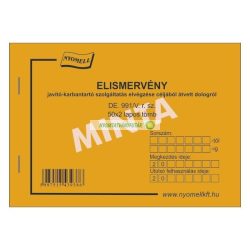   D.E.991/V Átvételi elismervény /jótálláshoz/ A/6, 50x2 lapos fekvő