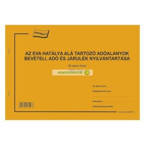 TERV EVA 1 EVA hatálya alá tartozó adóalanyok nyilvántartó füzet