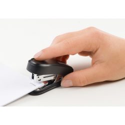   Tűzőgép, 24/6, 26/6, 12 lap, Novus "Mini", fényes fekete