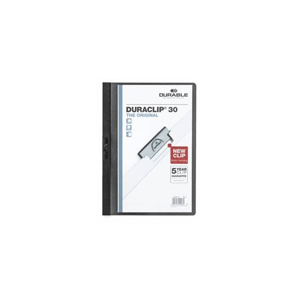 Clip-mappa, A/4, 30 lapig, Durable "Duraclip", fekete