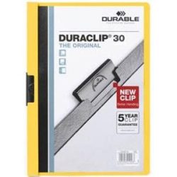   Clip-mappa, A/4, 30 lapig, Durable "Duraclip", sárga