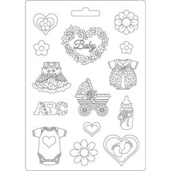 Lágy PVC öntőforma A/4 - Klasszikus baby motívumok