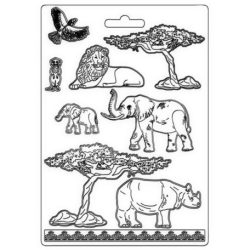 Lágy PVC öntőforma A/4 - Szavanna, állatok, fa