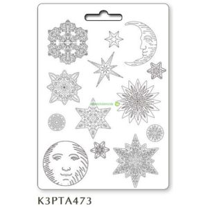 Lágy PVC öntőforma A/4 - hópelyhek, nap, hold
