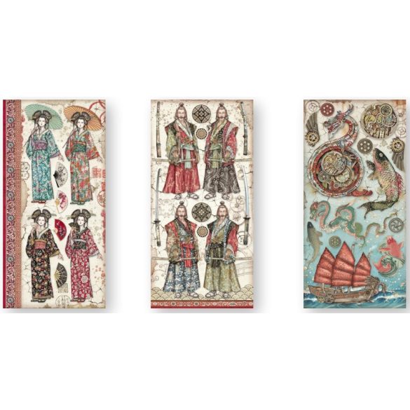 Kétoldalas papír, 15x30,5 cm, 10 db/cs, Sir Vagabund japánban