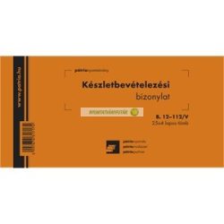   B.12-112/V Készlet bevételezési bizonylat 2 tételes 25x4 lapos tömb 203x102 mm