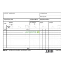   B.12-151 Raktári nyilvántartó lap (fejlap) kicsi A/5 fekvő