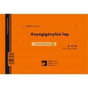   B.12-33 Anyagigénylési lap 8 tételes 25x2 lapos tömb A/5 fekvő