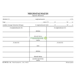   B.18-21 Meghatalmazás egyszeri alkalomra szabadlap 170x120 mm